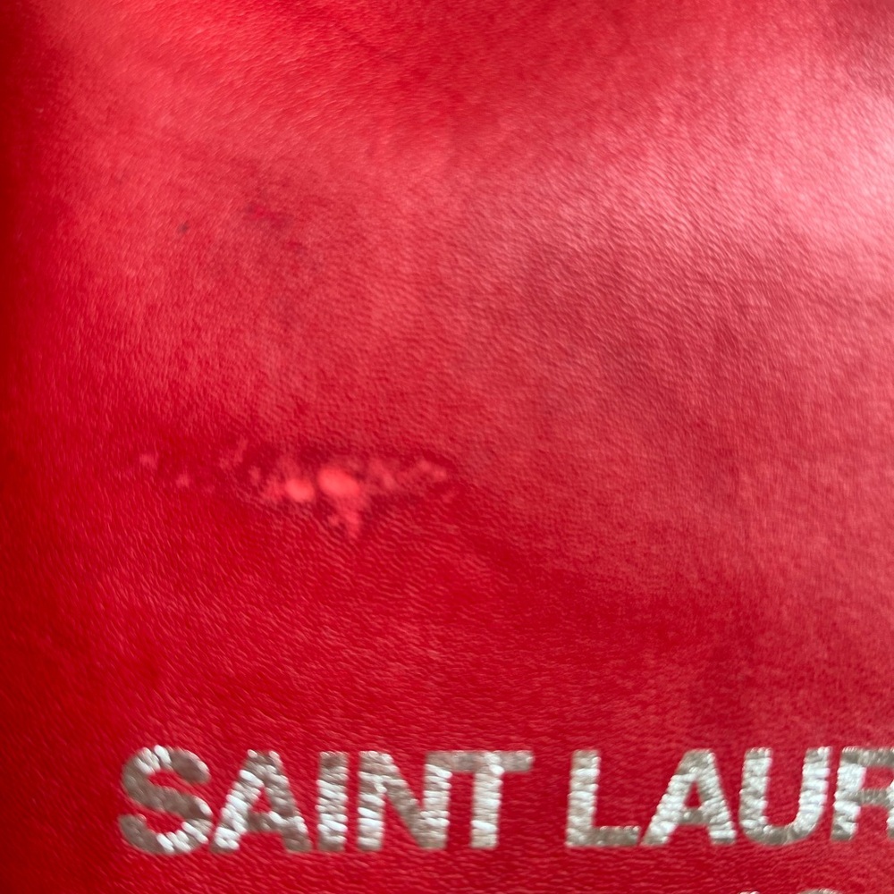 Saint Laurent Lambskin Teddy Drawstring Bag Eros Red - Picture 4 of 16